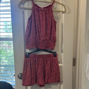 J. Crew Red and White Heart Pattern Ensemble